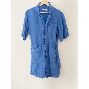Alex Mill Standard Short Sleeve Romper Linen Blue